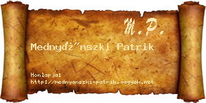 Mednyánszki Patrik névjegykártya